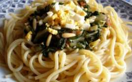Espaguetis con Acelgas y Huevo