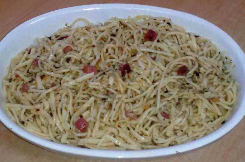 Receta Espaguetis al Ajillo con Jamón | Mis Recetas Caseras